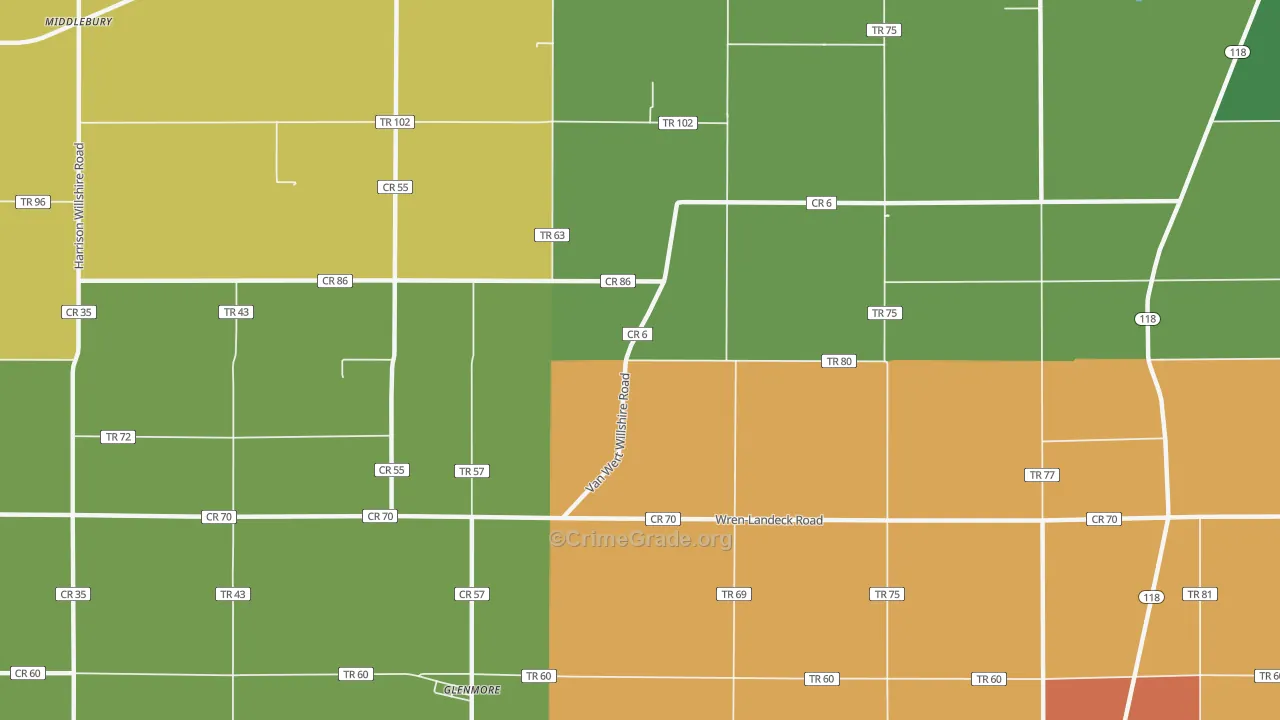 Glenmore, OH Map of Assault Rates