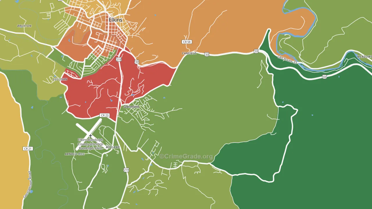 Glenmore, WV Map of Assault Rates