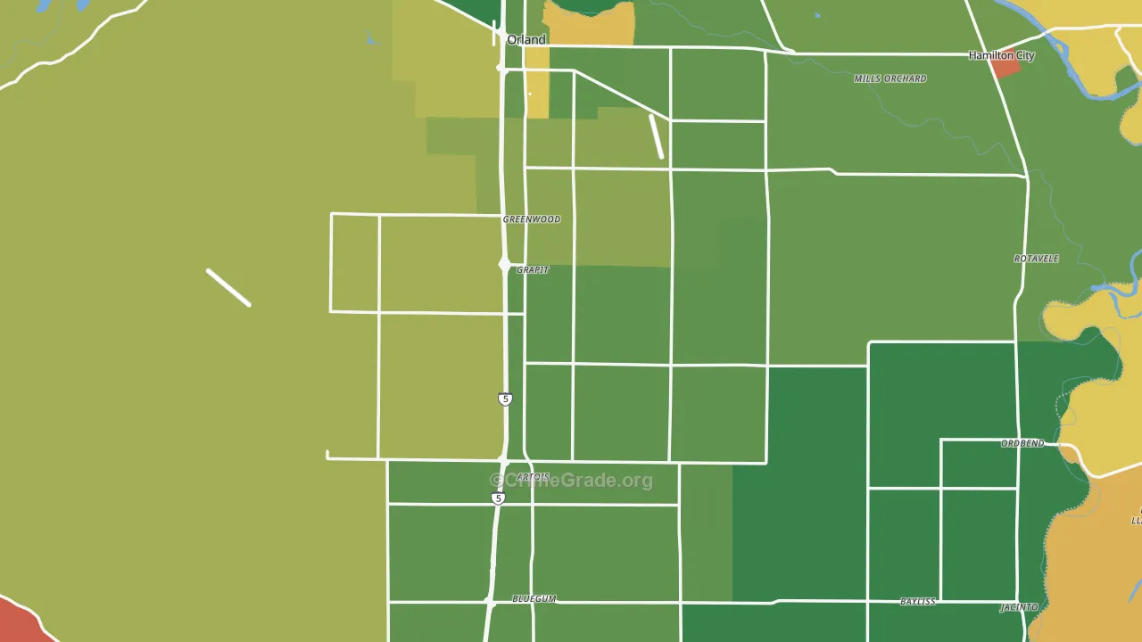 Glenn County, CA Map of Assault Rates