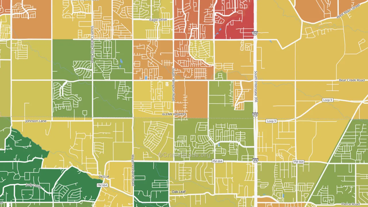 Glenn Heights, TX Map of Assault Rates