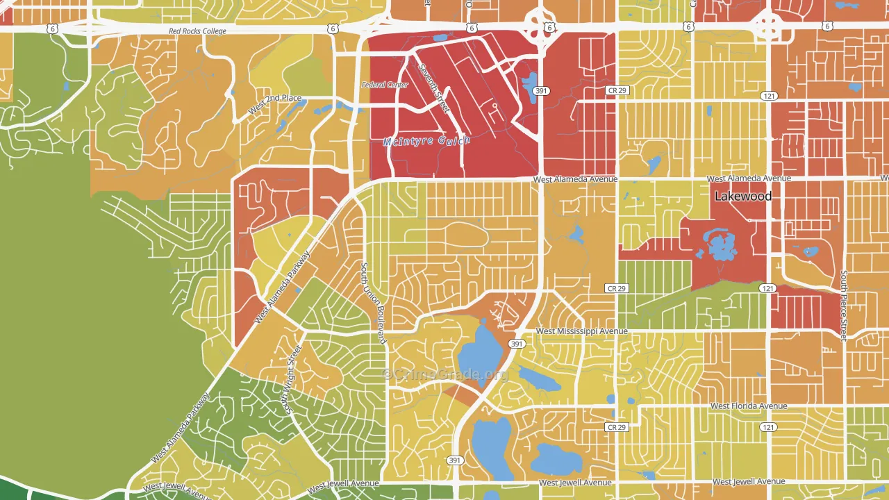 Glennon Heights, Lakewood, CO Map of Assault Rates