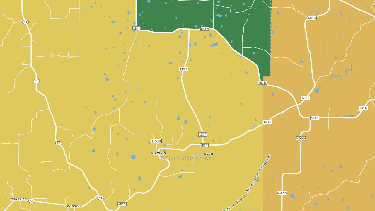 Glennon, MO Map of Assault Rates