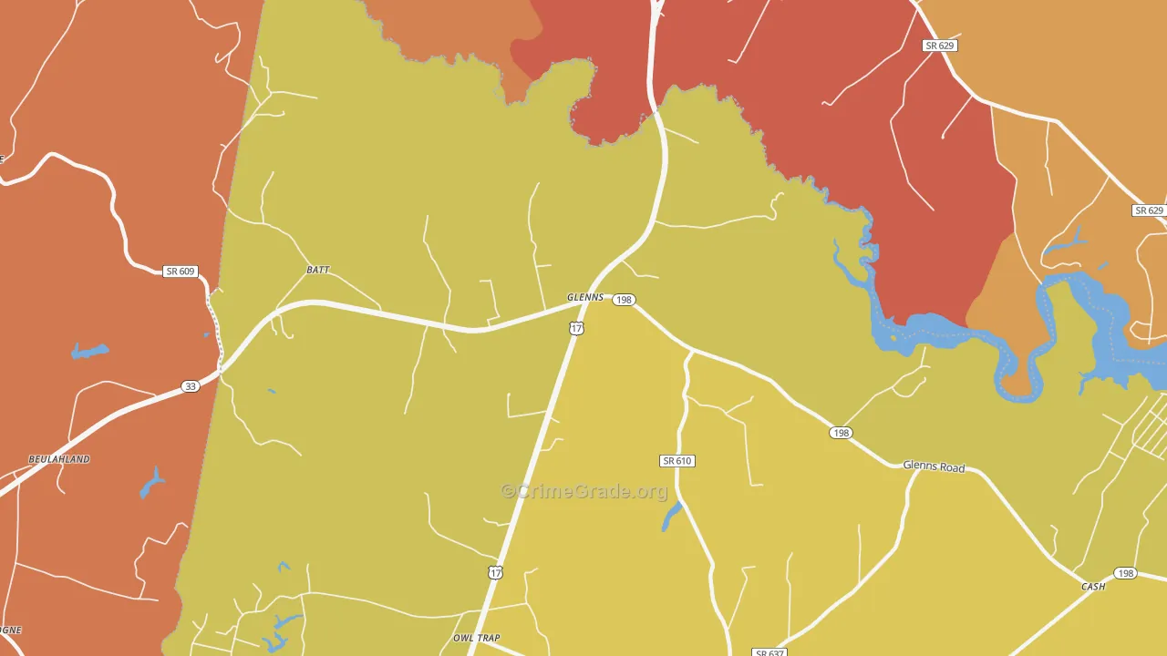 Glenns, VA Map of Assault Rates