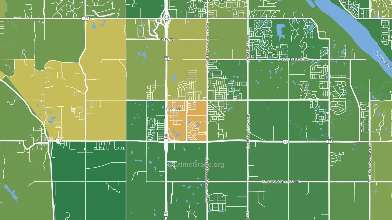 Glenpool, OK Map of Assault Rates