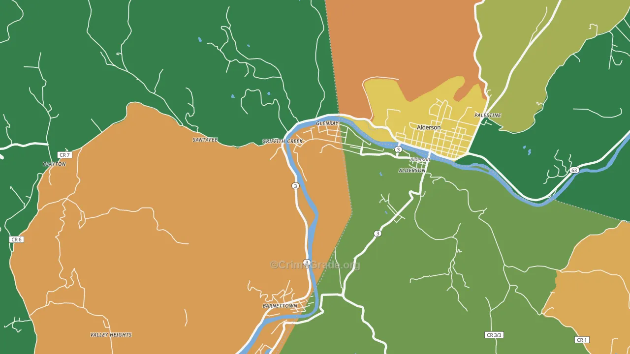 Glenray, WV Map of Assault Rates