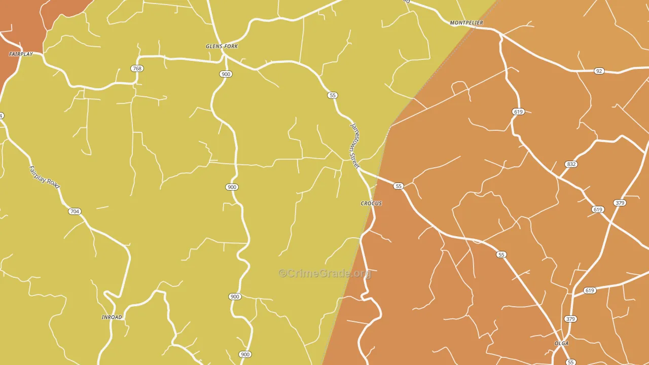 Glens Fork, KY Map of Assault Rates