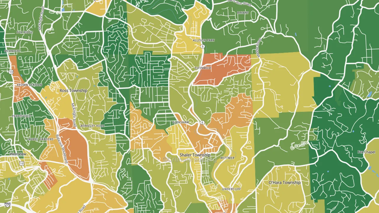 Glenshaw, PA Map of Assault Rates