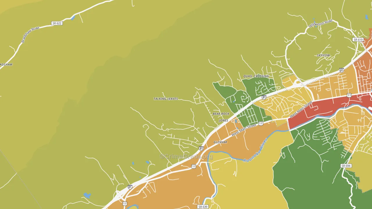 Glenvar, VA Map of Assault Rates