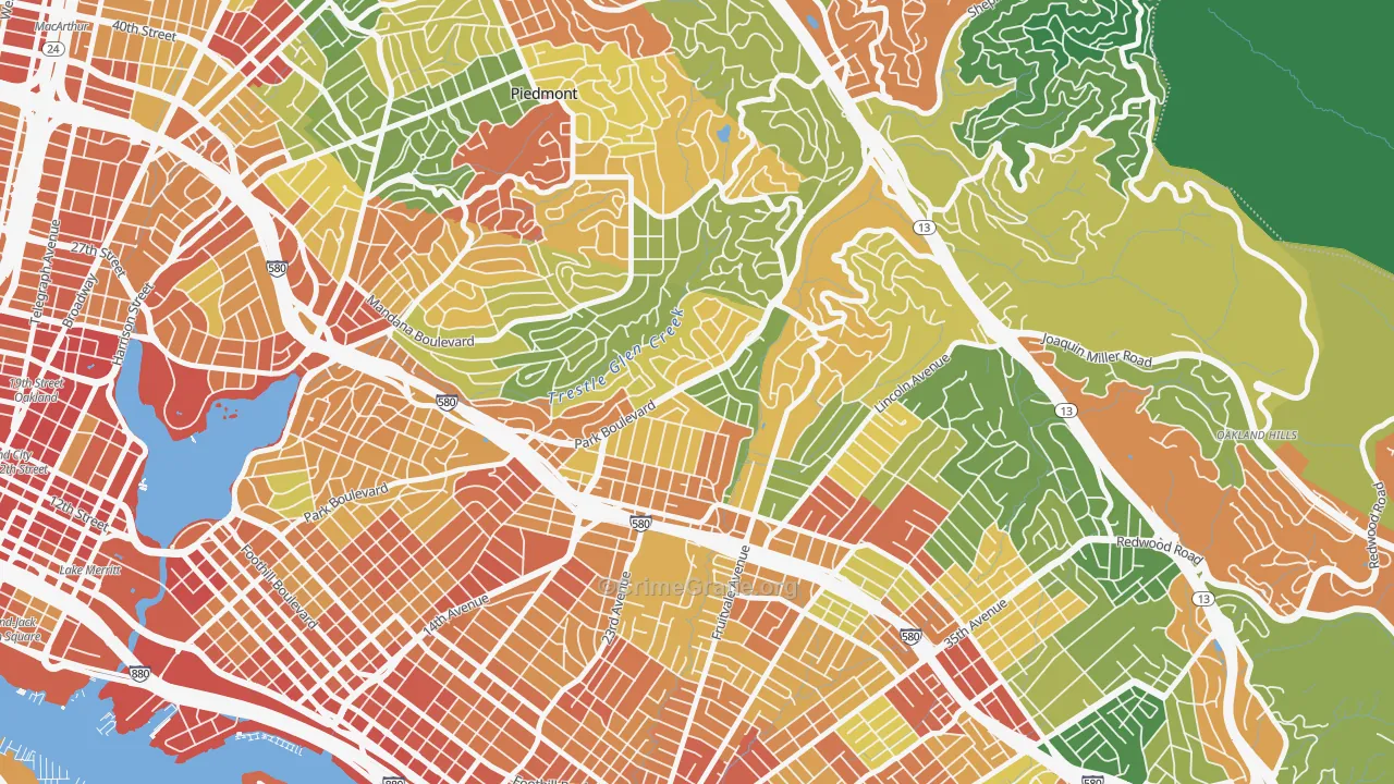 Glenview, Oakland, CA Map of Assault Rates