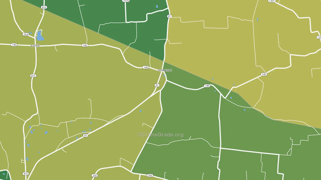 Glenville, KY Map of Assault Rates