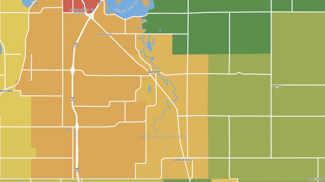 Glenville, MN Map of Assault Rates