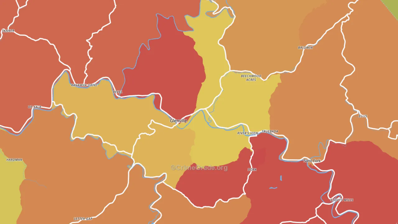 Glenville, WV Map of Assault Rates