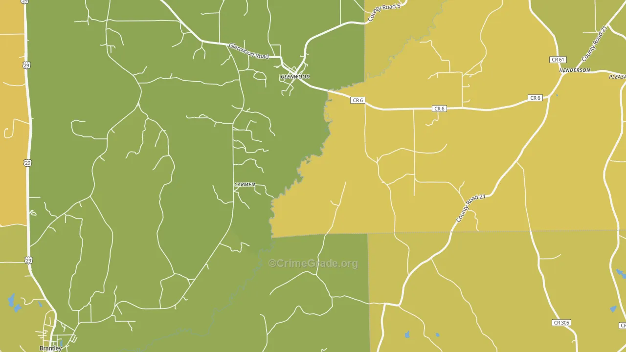Glenwood, AL Map of Assault Rates