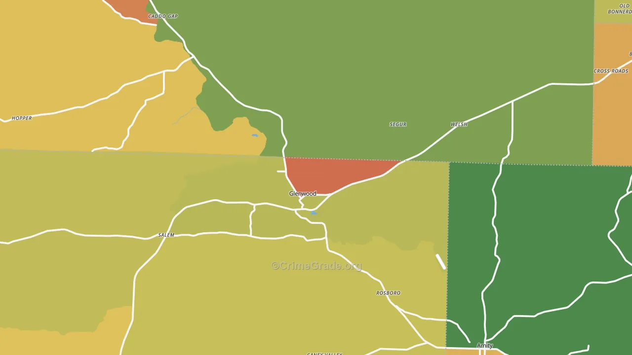 Glenwood, AR Map of Assault Rates