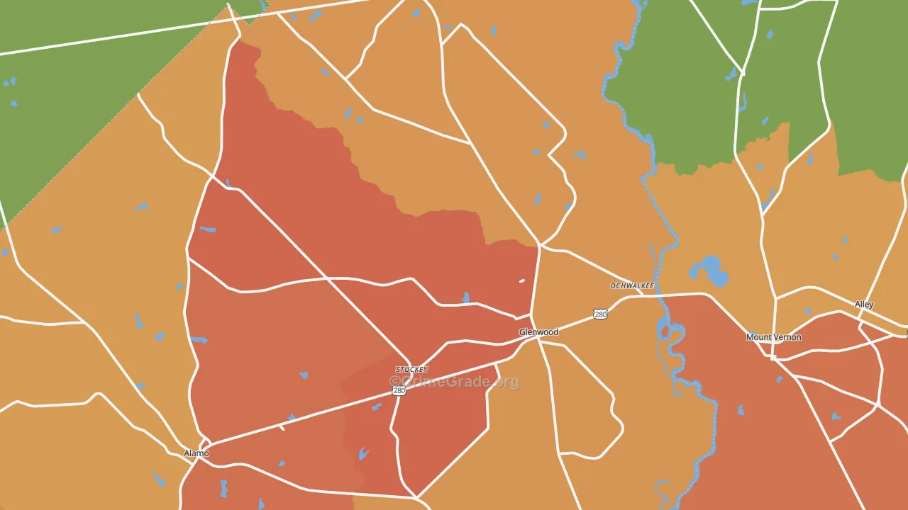 Glenwood, GA Map of Assault Rates
