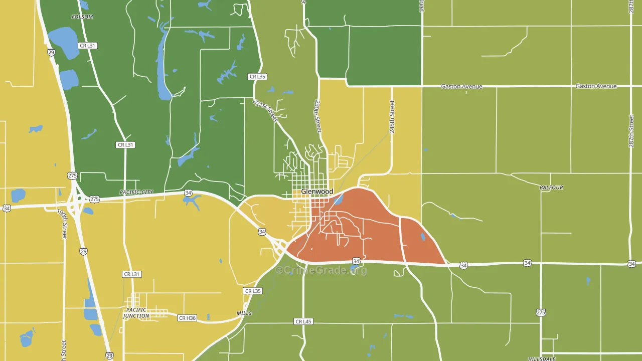 Glenwood, IA Map of Assault Rates