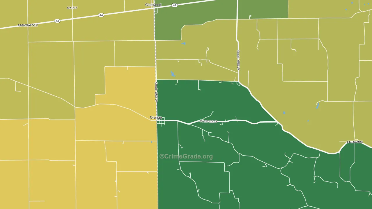 Glenwood, IN Map of Assault Rates