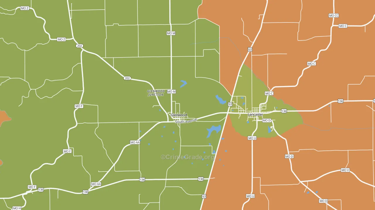 Glenwood, MO Map of Assault Rates