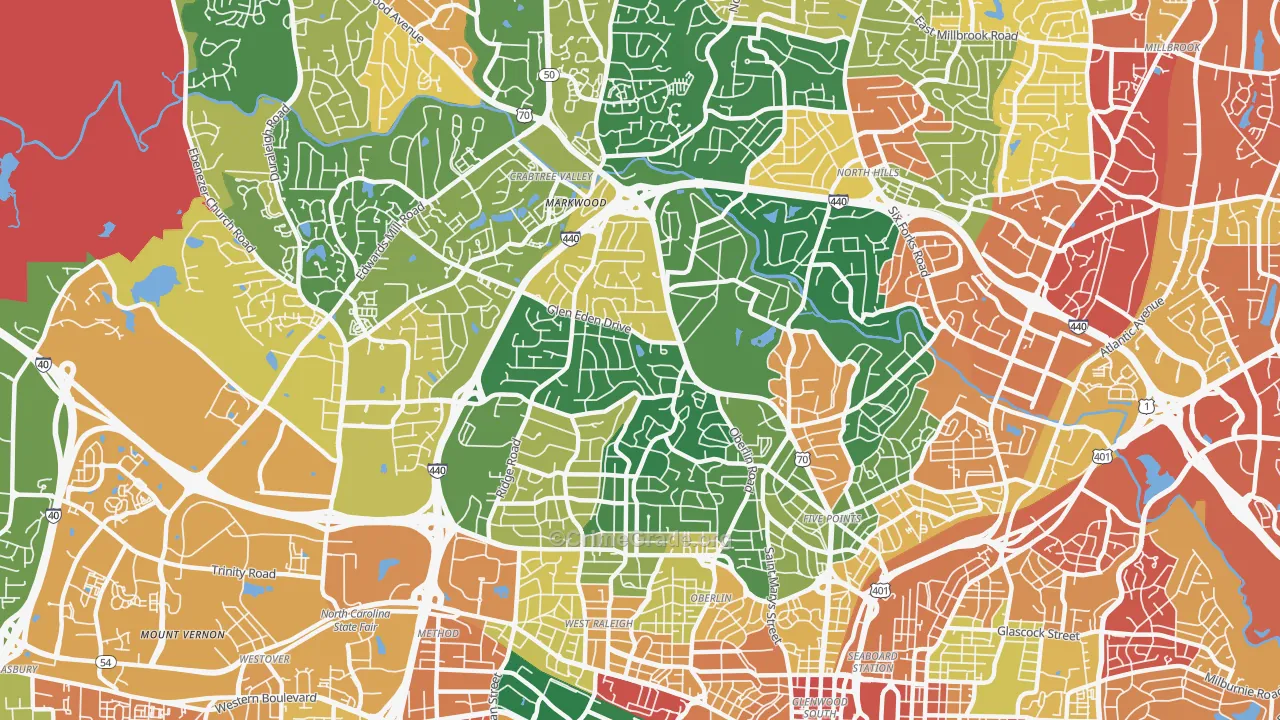 Glenwood, Raleigh, NC Map of Assault Rates