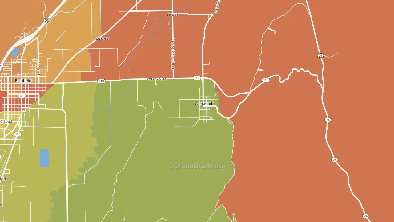 Glenwood, UT Map of Assault Rates