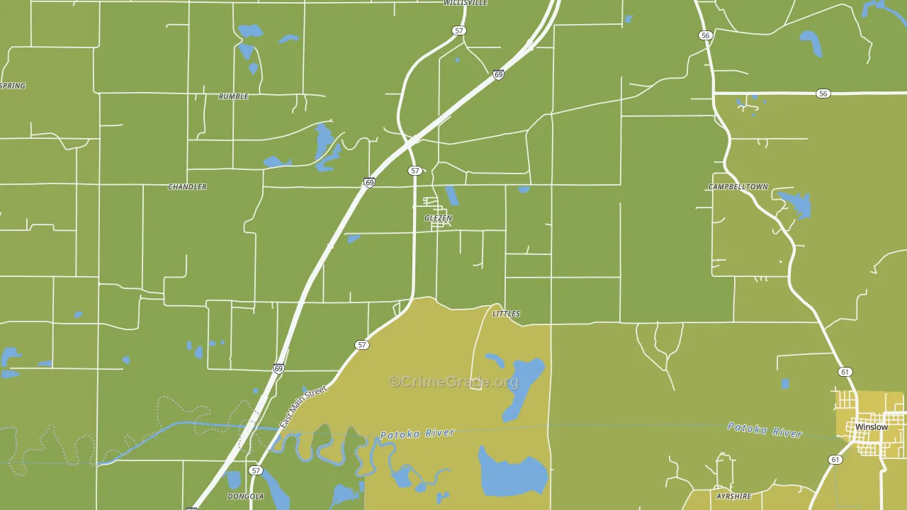 Glezen, IN Map of Assault Rates