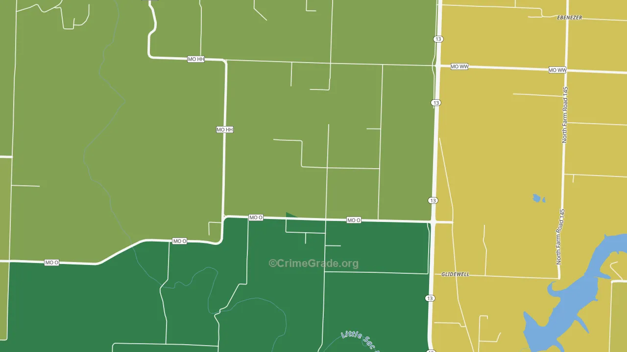 Glidewell, MO Map of Assault Rates