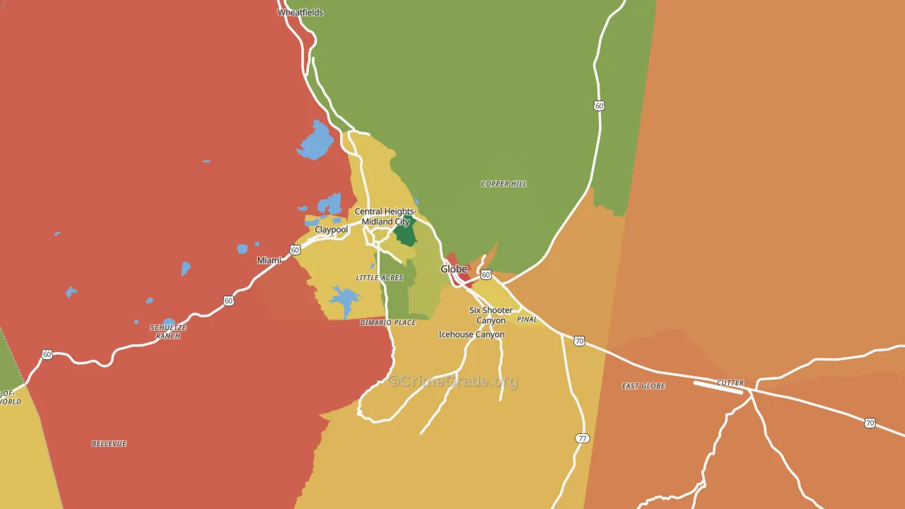 Globe, AZ Map of Assault Rates