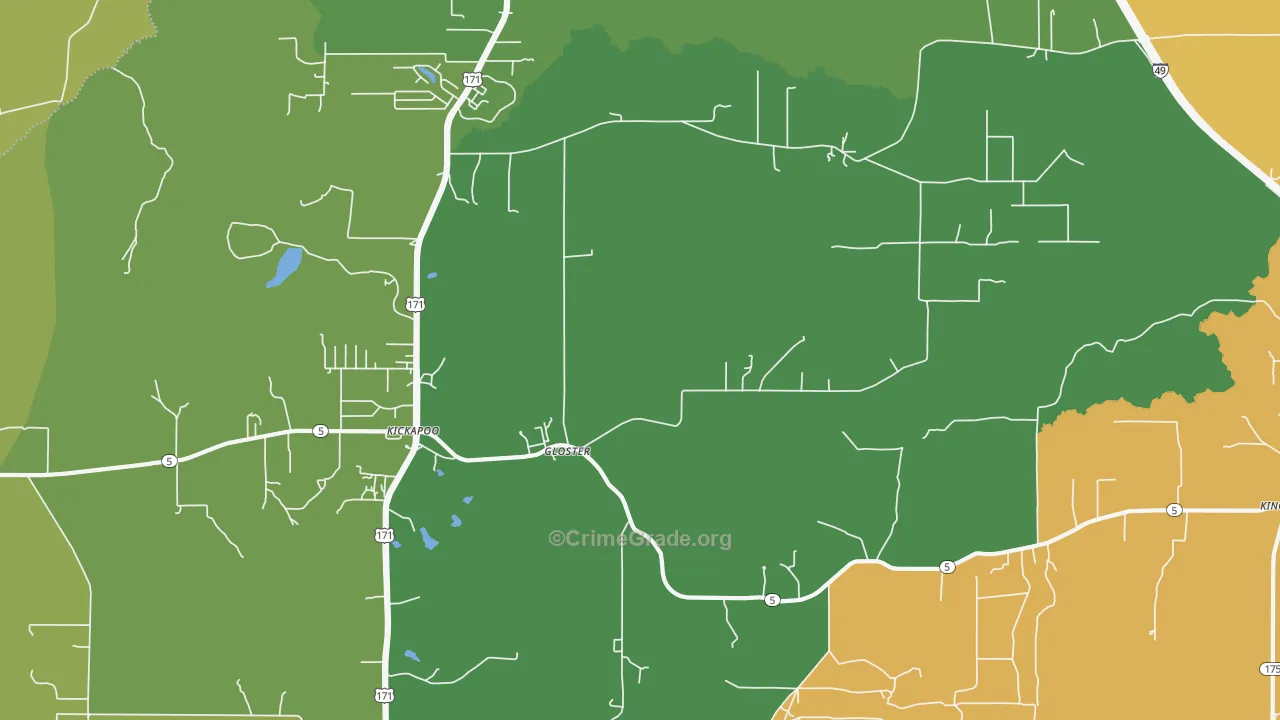 Gloster, LA Map of Assault Rates