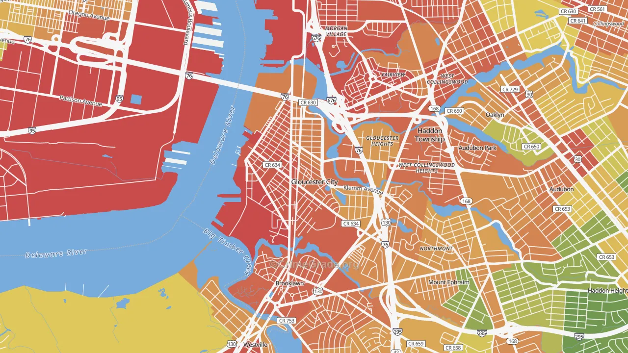 Gloucester City, NJ Map of Assault Rates