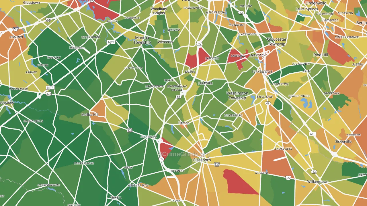 Gloucester County, NJ Map of Assault Rates