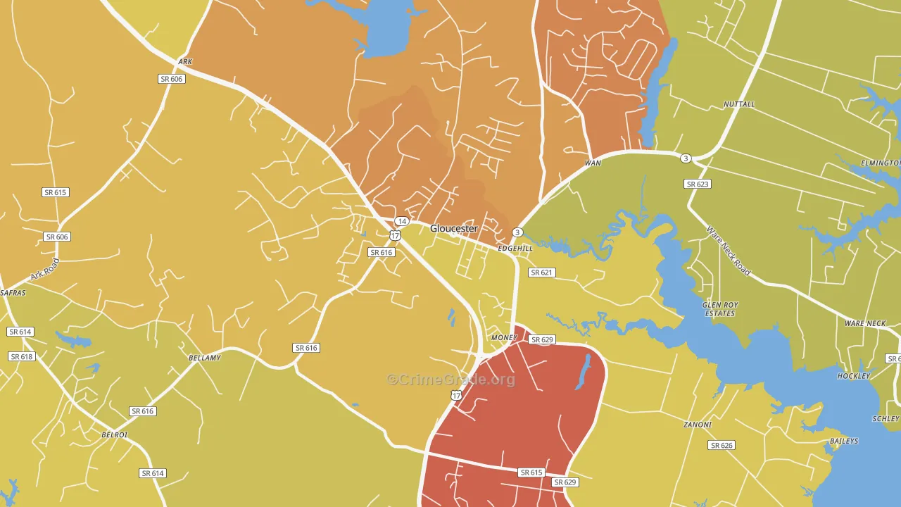Gloucester Courthouse, VA Map of Assault Rates