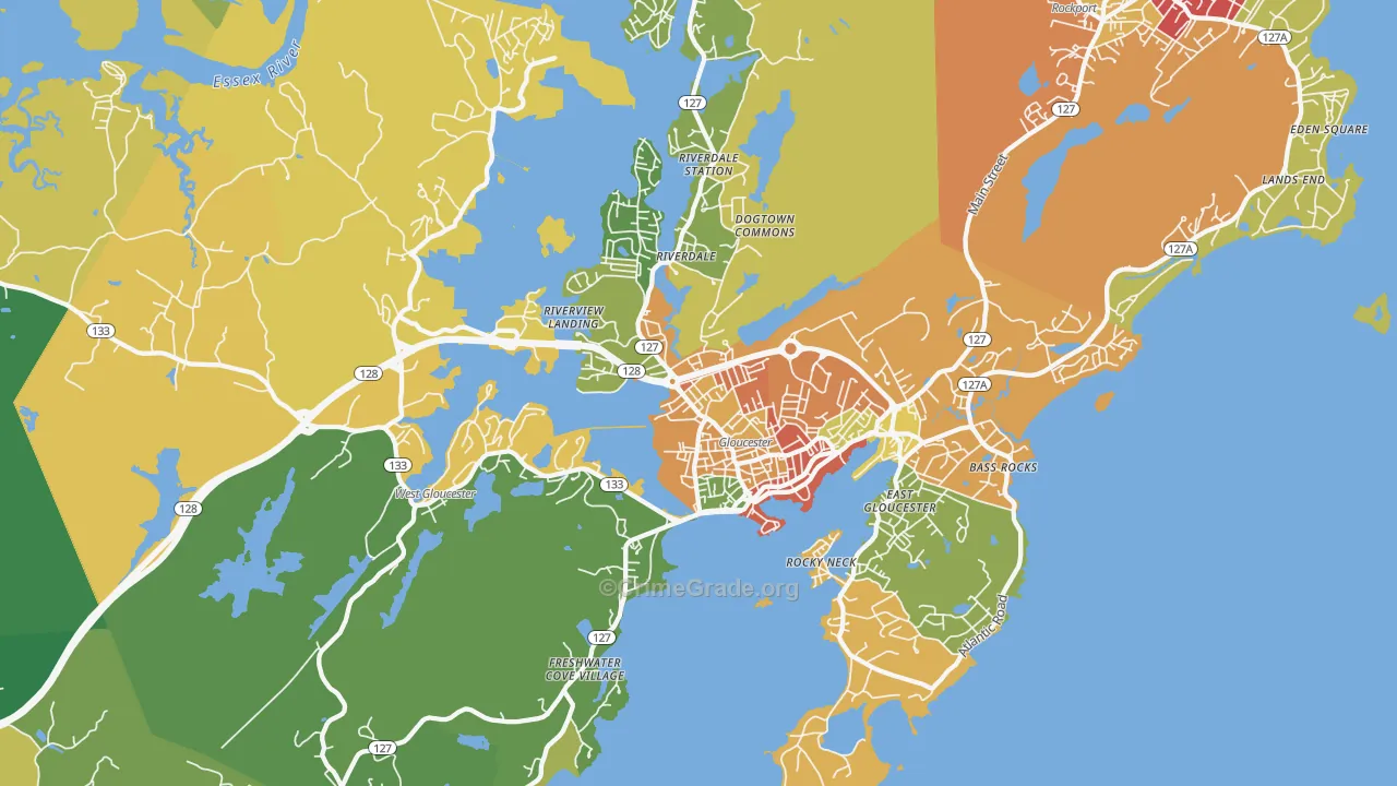 Gloucester, MA Map of Assault Rates