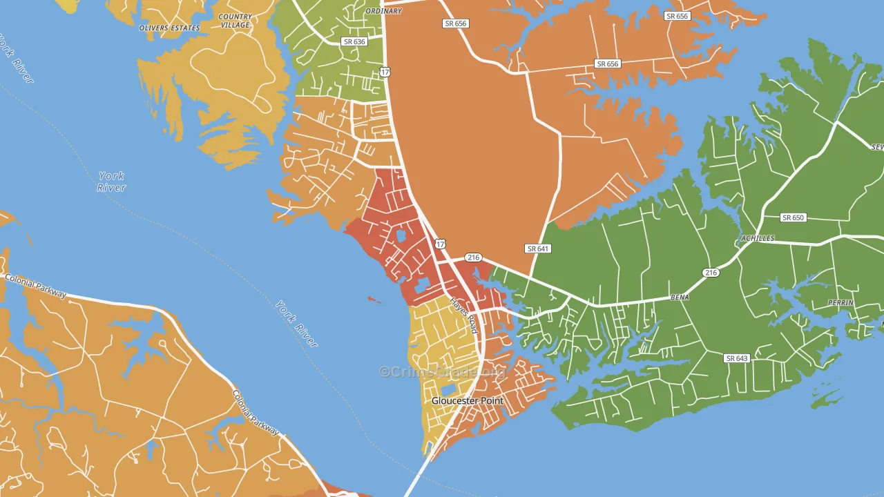 Gloucester Point, VA Map of Assault Rates