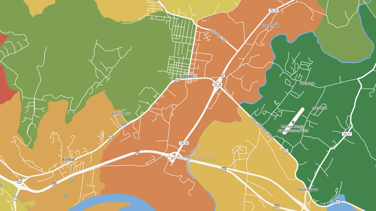 Glover Hill, TN Map of Assault Rates