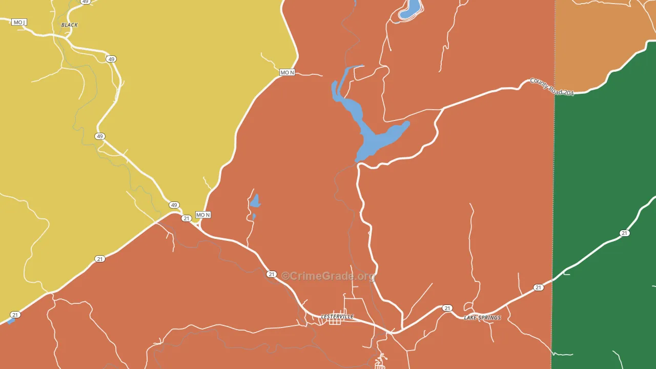 Glover, MO Map of Assault Rates