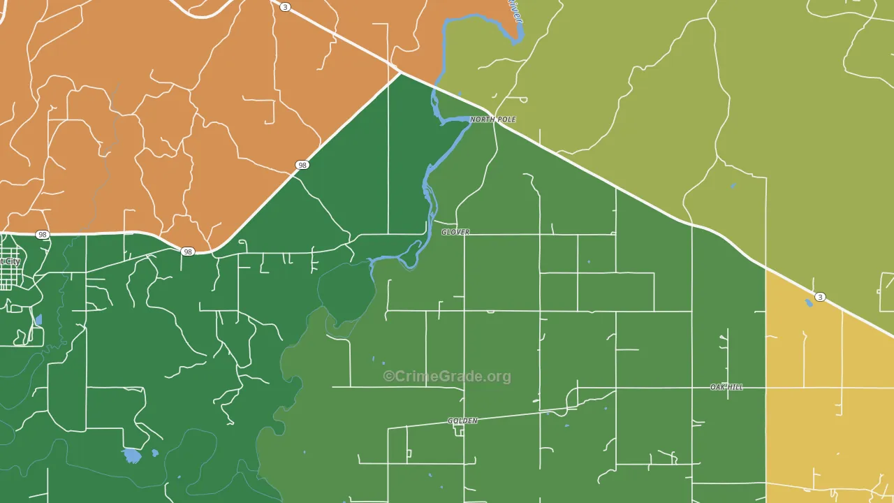 Glover, OK Map of Assault Rates