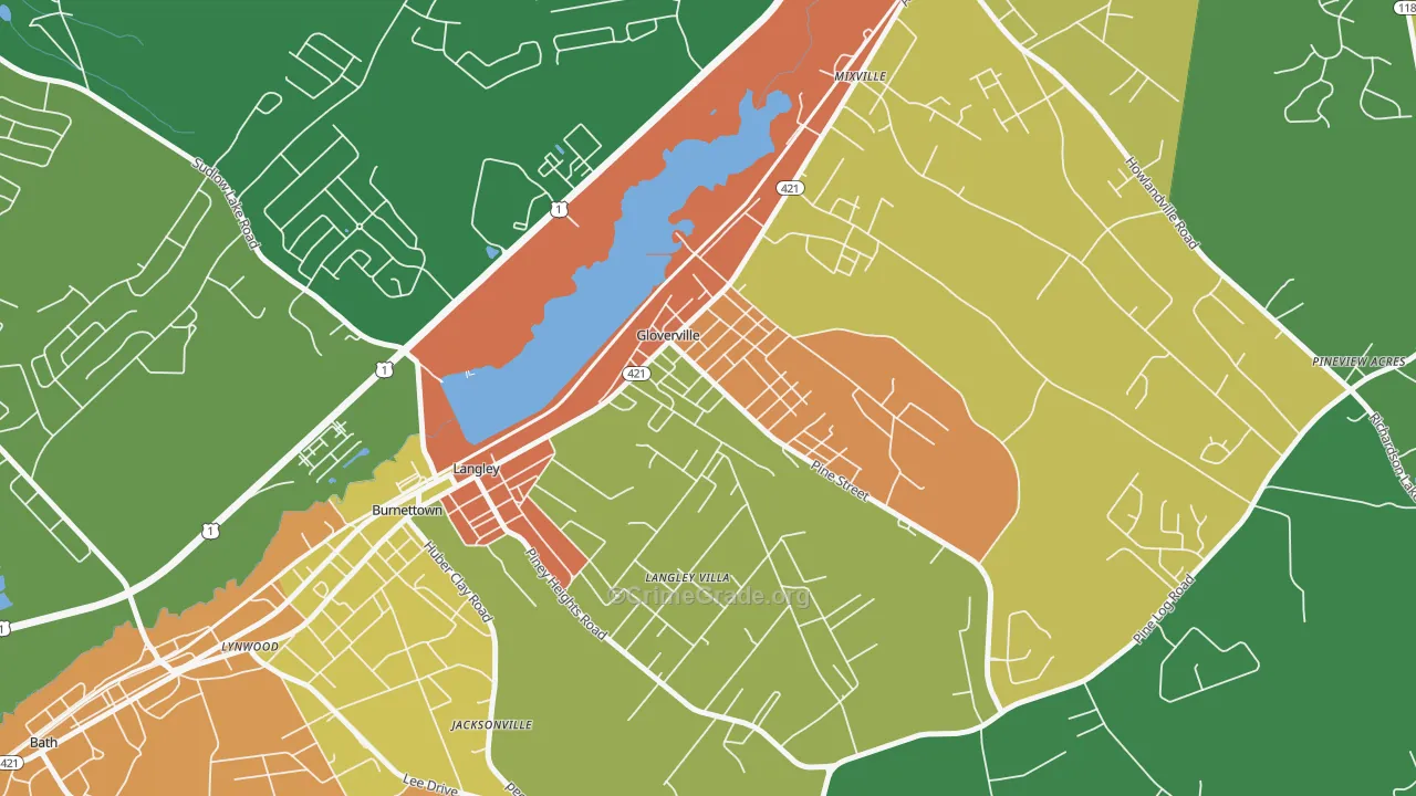 Gloverville, SC Map of Assault Rates