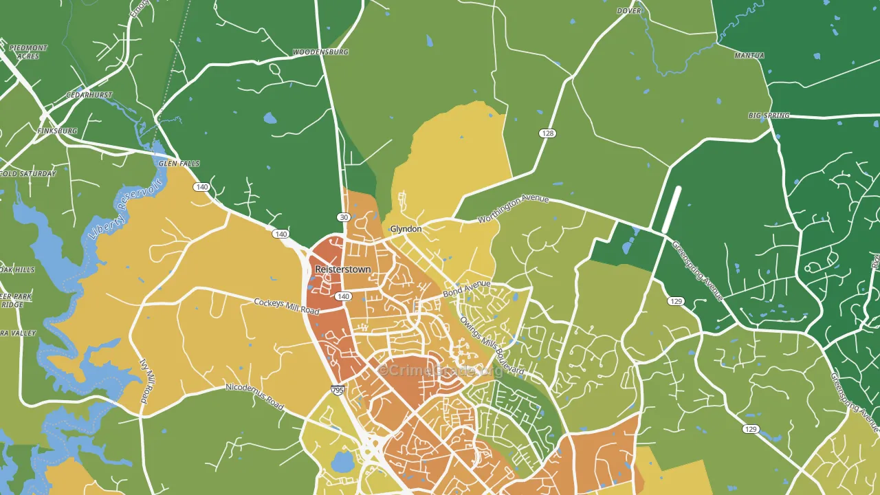 Glyndon, MD Map of Assault Rates