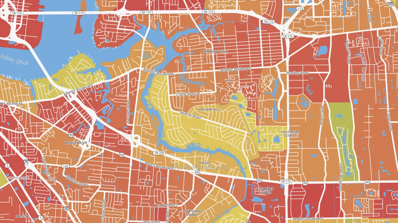 Glynlea-Grove Park, Jacksonville, FL Map of Assault Rates