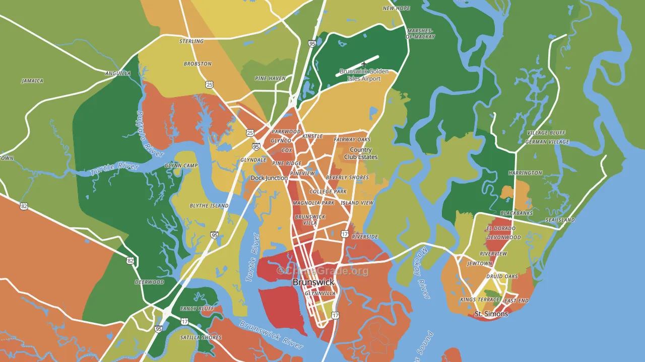 Glynn County, GA Map of Assault Rates
