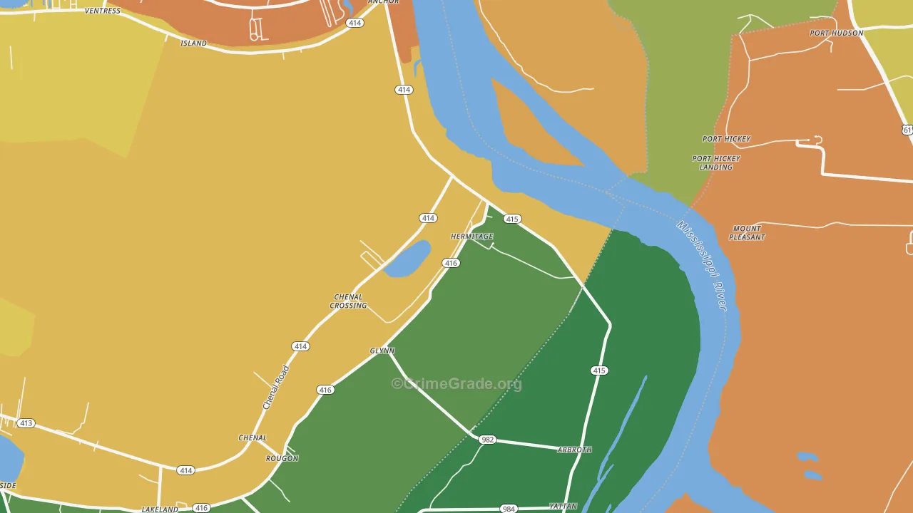 Glynn, LA Map of Assault Rates