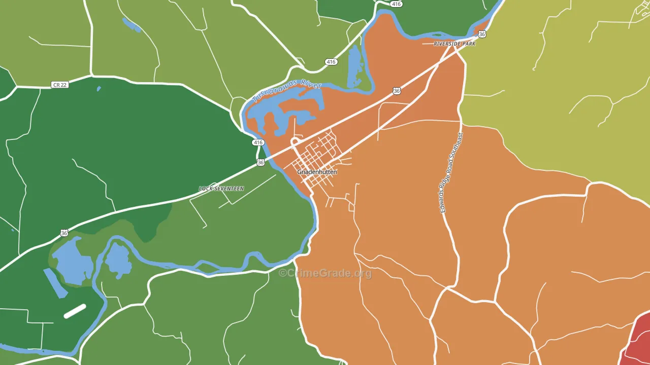 Gnadenhutten, OH Map of Assault Rates