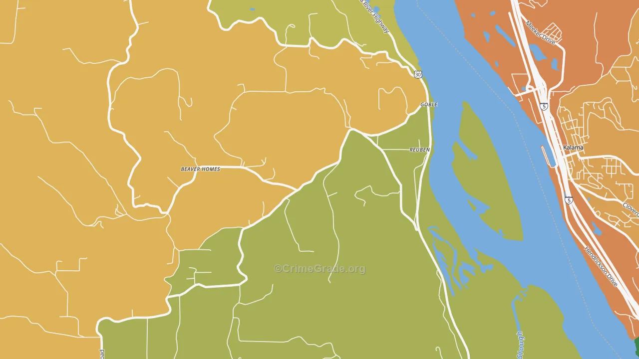 Goble, OR Map of Assault Rates