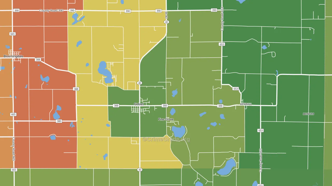 Gobles, MI Map of Assault Rates