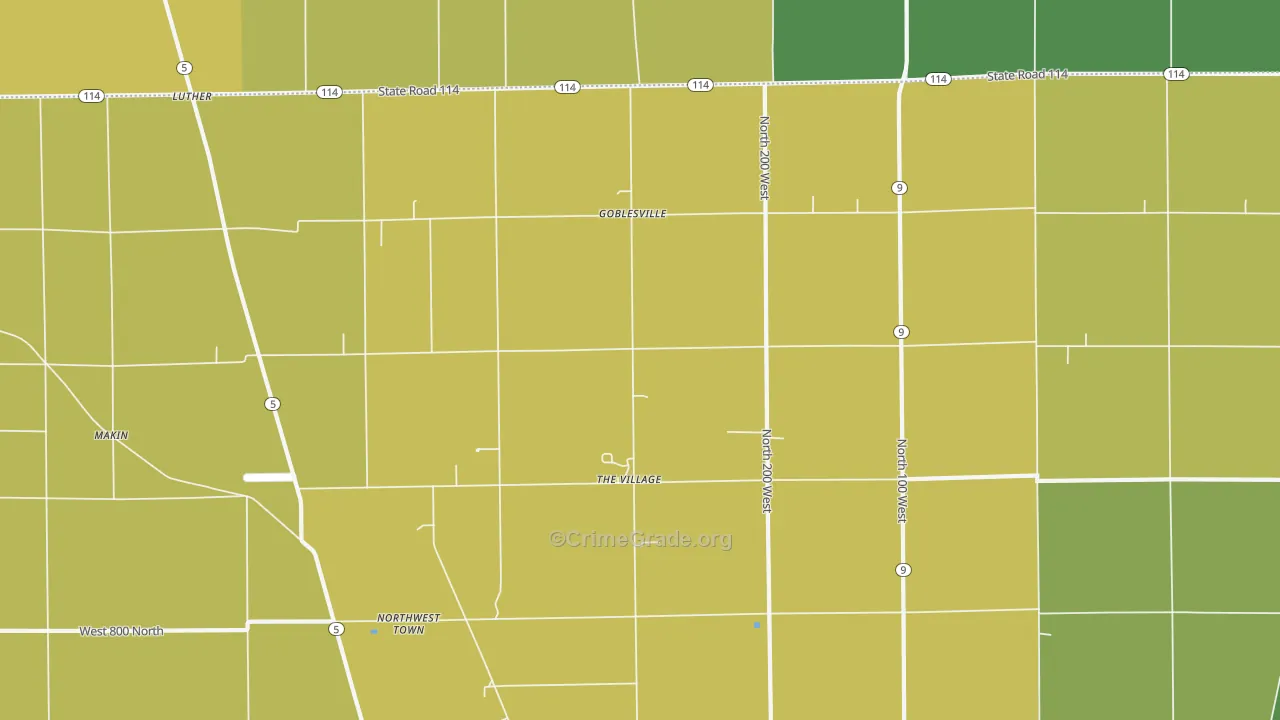 Goblesville, IN Map of Assault Rates