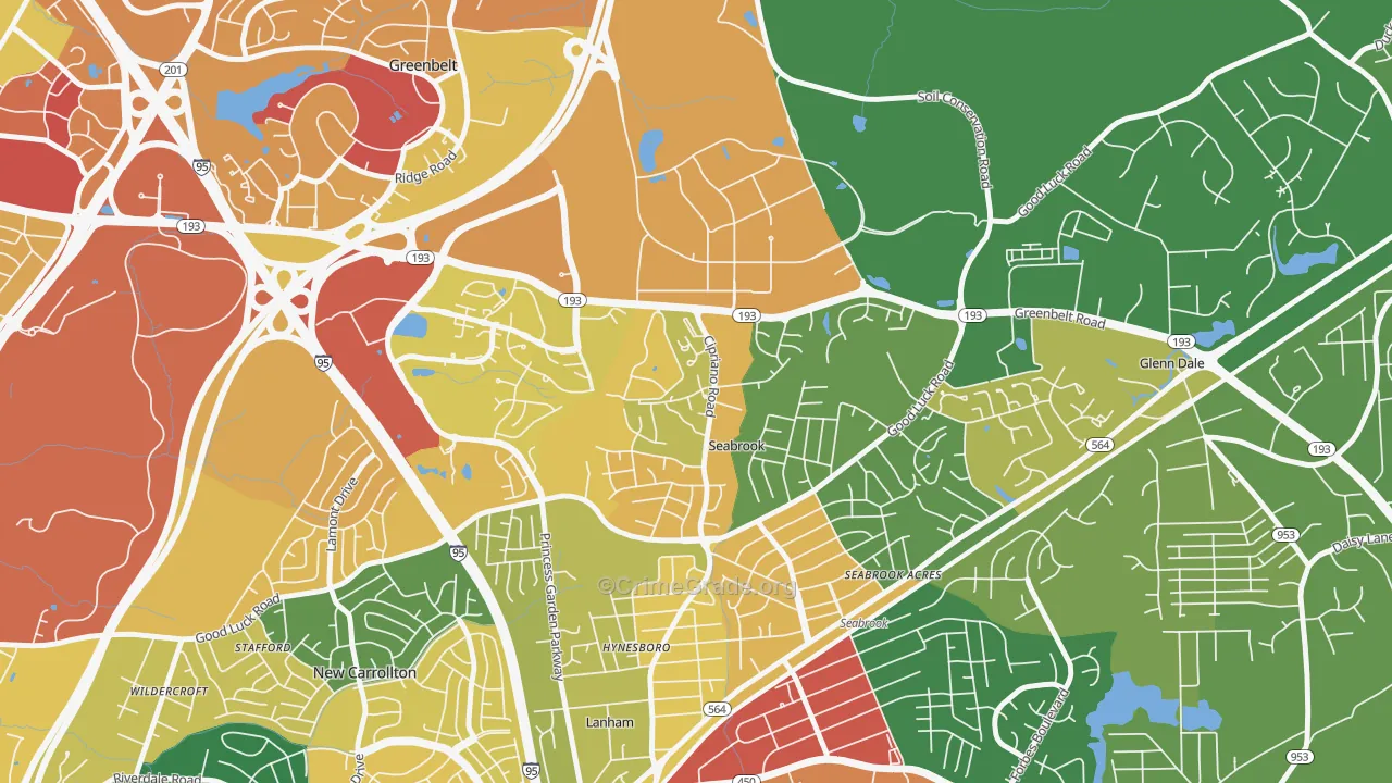 Goddard, Seabrook, MD Map of Assault Rates