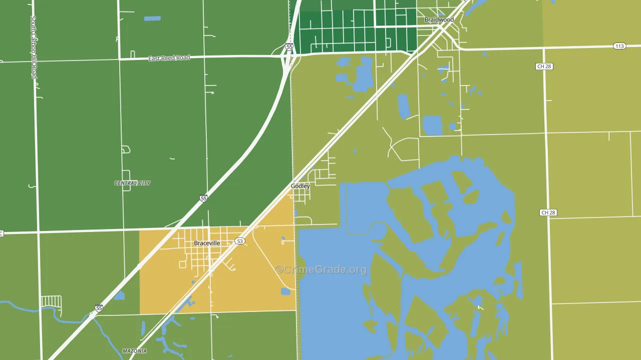 Godley, IL Map of Assault Rates