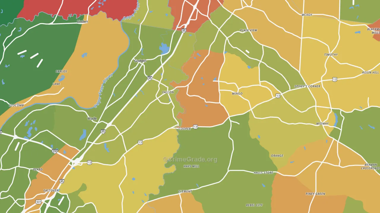 Godwin, NC Map of Assault Rates
