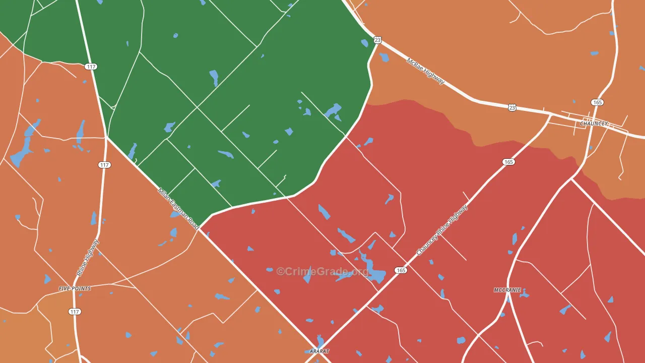 Godwinsville, GA Map of Assault Rates