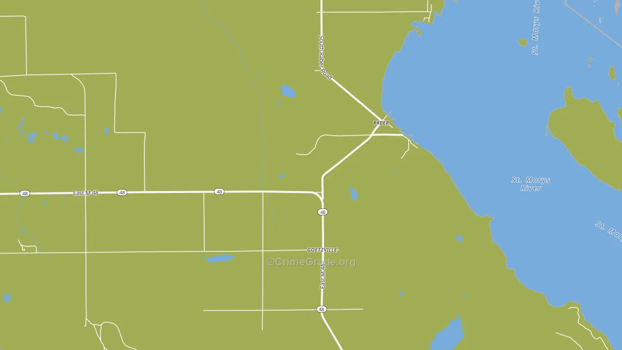 Goetzville, MI Map of Assault Rates